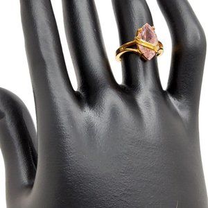 Vintage 90's Pink Cubic Zirconia 18 kt gold filled Ring, Size 6, preowned